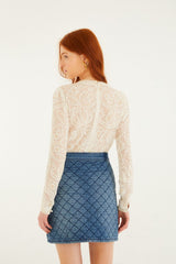 Denim Quilted Mini Skirt