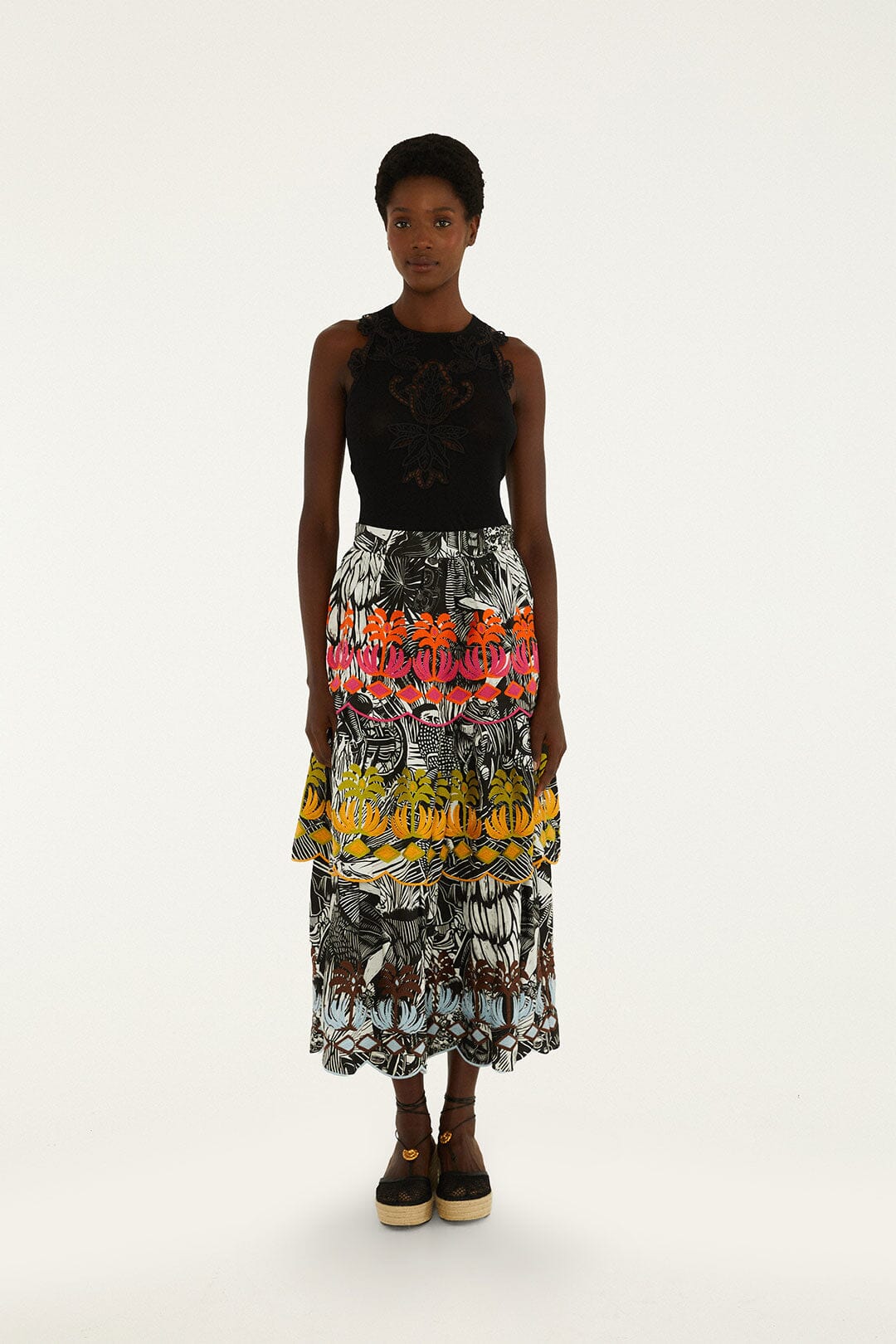 Black Ruta Layered Maxi Skirt