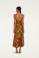 Brown Florart Midi Wrap Dress