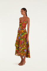 Brown Florart Midi Wrap Dress