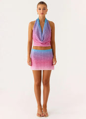 One More Time Sequin Knit Mini Skirt - Disco Ombre