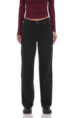 Mid Rise Baggy Jeans in Black