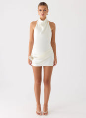 Play It Out Cowl Mini Dress - Ivory