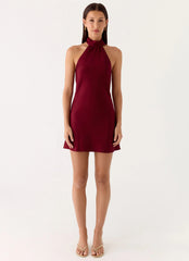Keena Scarf Mini Dress - Burgundy