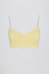 Soft Active Sweetheart-Neck Contrast Sports Bra in Soft Yellow