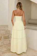 Sunny Day Embroidered Tiered Maxi Dress Yellow