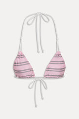 Ari Reversible Satin Bikini Top - Pink Stripe