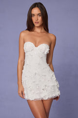 Embellished Bandeau A-line Mini Dress in Soft Pink