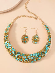 Irregularity Geometric Rhine Stones Shiny Earrings Accessories Necklaces Accessories Sets