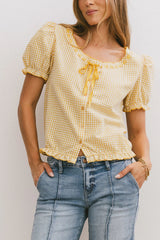 Dean Gingham Blouse in Yellow