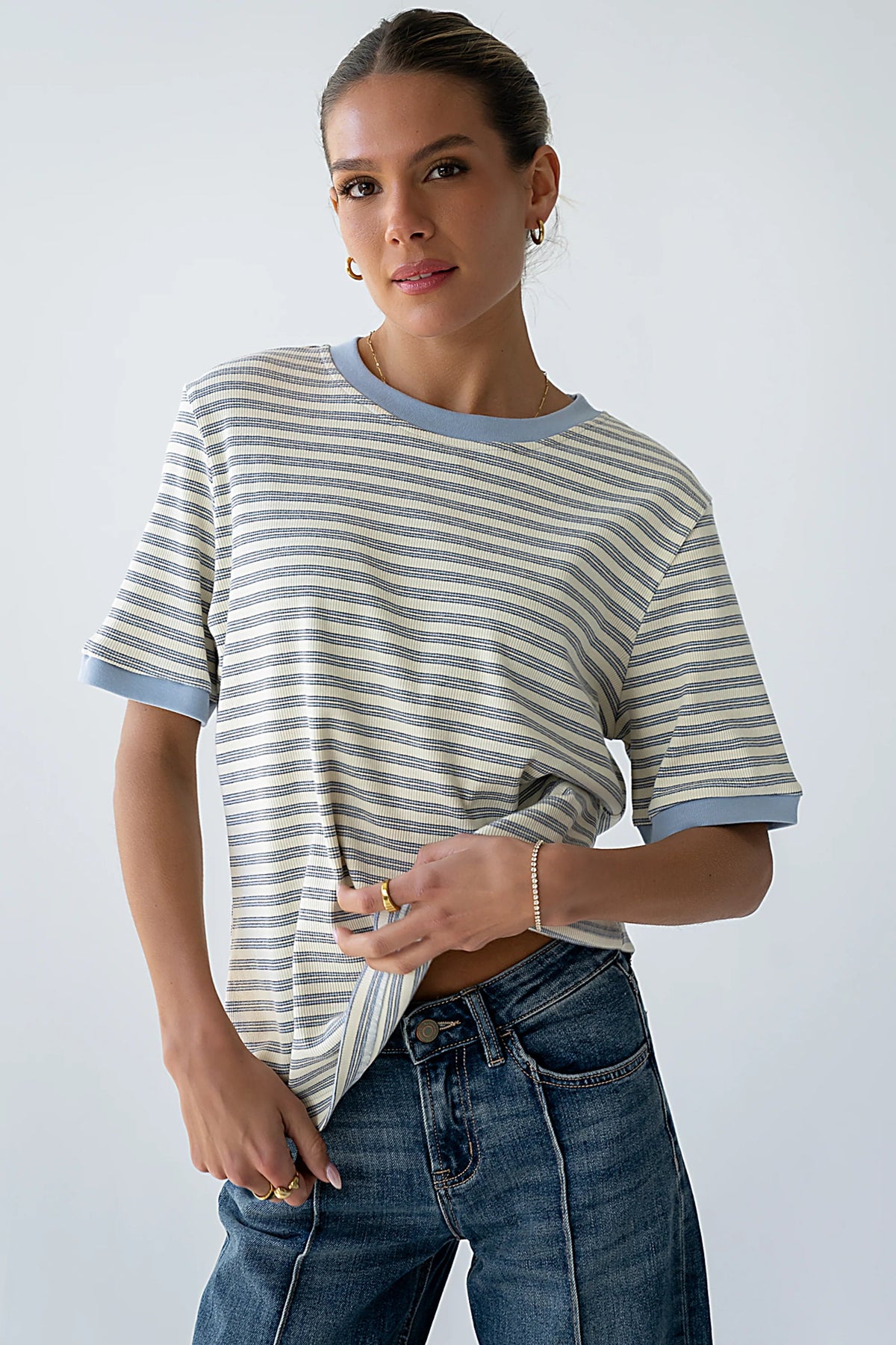 Jenna Striped Top in Blue