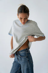 Jenna Striped Top in Blue
