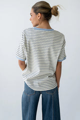 Jenna Striped Top in Blue