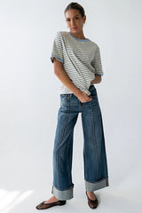 Jenna Striped Top in Blue