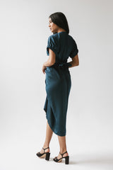 Opie Satin Midi Dress in Teal