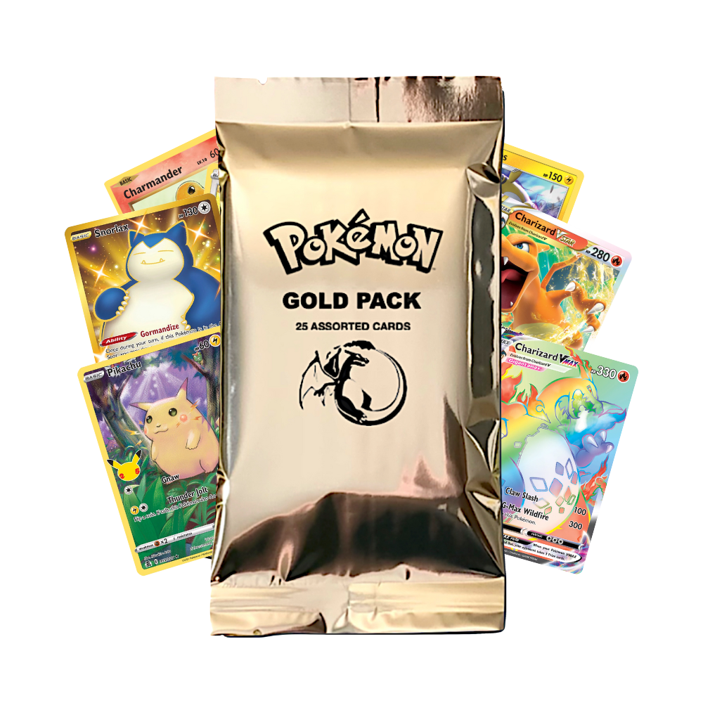 Pokémon Gold Pack 25 Cards (8 Holo + 1 Ultra Rare)