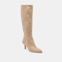 Aldy Boots Herringbone Printed Suede