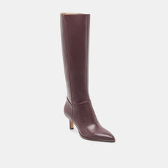 Aldy Wide Calf Boots Mulberry Leather