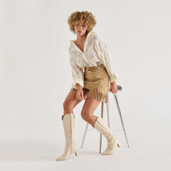 Alisa Boots Creme Leather