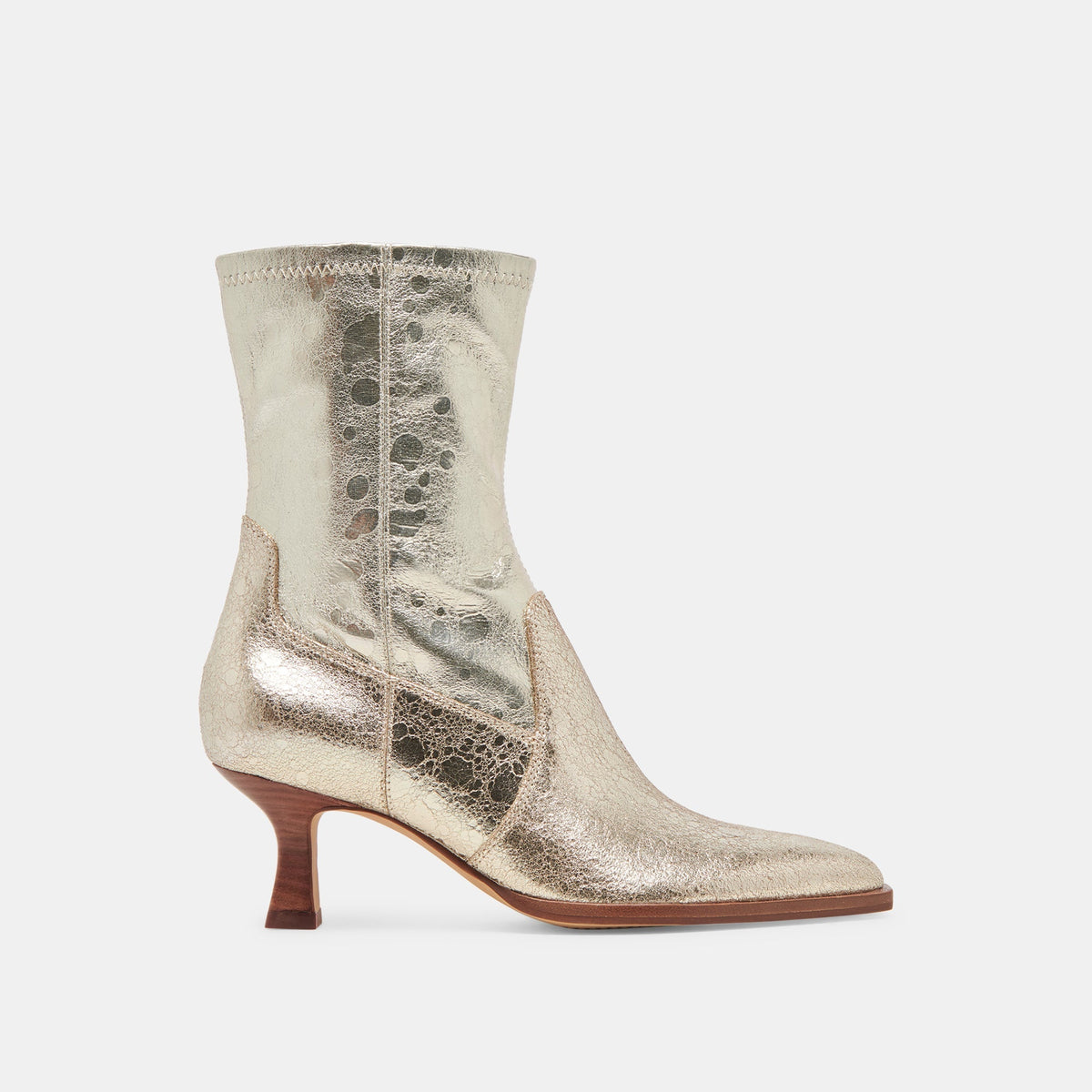 Arya Wide Calf Boots Light Gold Distressed Leather