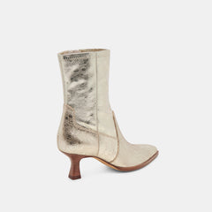 Arya Wide Calf Boots Light Gold Distressed Leather