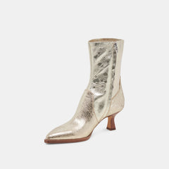 Arya Wide Calf Boots Light Gold Distressed Leather