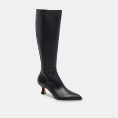 Auggie Wide Calf Boots Black Leather