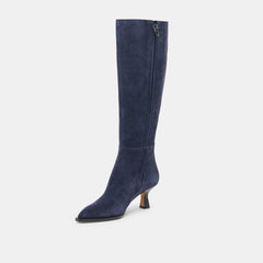 Auggie Wide Calf Boots Navy Suede