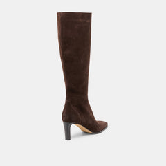 Emmi Wide Calf Boots Dk Brown Suede