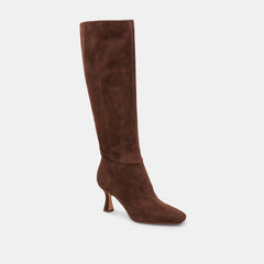 Gyra Extra Wide Calf Boots Dk Brown Suede