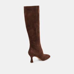 Gyra Extra Wide Calf Boots Dk Brown Suede