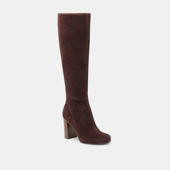 Hudsin Wide Calf Boots Mahogany Suede