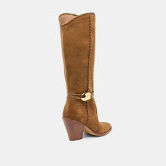 Jody Wide Calf Boots Lt Brown Suede