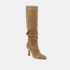 Lousa Wide Calf Boots Olive Suede