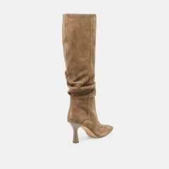 Lousa Wide Calf Boots Olive Suede