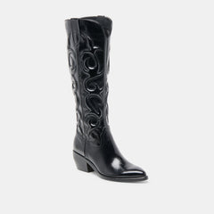 Mirla Wide Calf Boots Black Leather