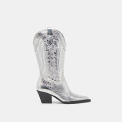 Ryland Extra Wide Calf Boots Silver Distressed Leather