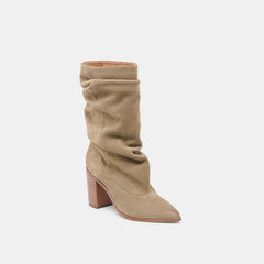 Talina Wide Calf Boots Olive Suede
