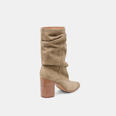 Talina Wide Calf Boots Olive Suede