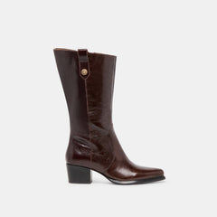 Vern Wide Calf Boots Chocolate Leather