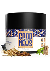 Herbalmaza Good News Majoon herbal medicine jar with label, traditional herbal remedy for health benefits.