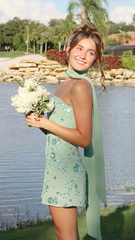 Elegant Mint Green Satin Sequin Beaded Short Homecoming Dress,Strapless Mini Cocktail Dress With Scarf SP2950