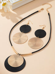 Geometric Round Cut Earrings Accessories Necklaces Accessories Two Pieces Set