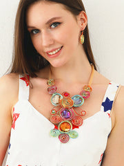 Artisan Gemstone Wirework Necklace & Earring Set