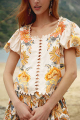 Light Pink Ligia Short Sleeve Blouse