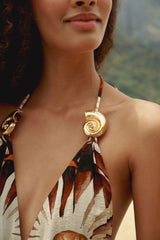 Multicolor Ammonite Tassel Smocked Maxi Dress