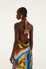 Multicolor Rainbow Summer Scarf  Blouse