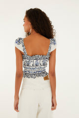 Off-White Flowers Arch Smocked  Blouse