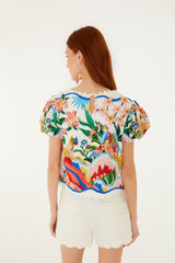 White Scalloped Front Pockets Canvas Shorts